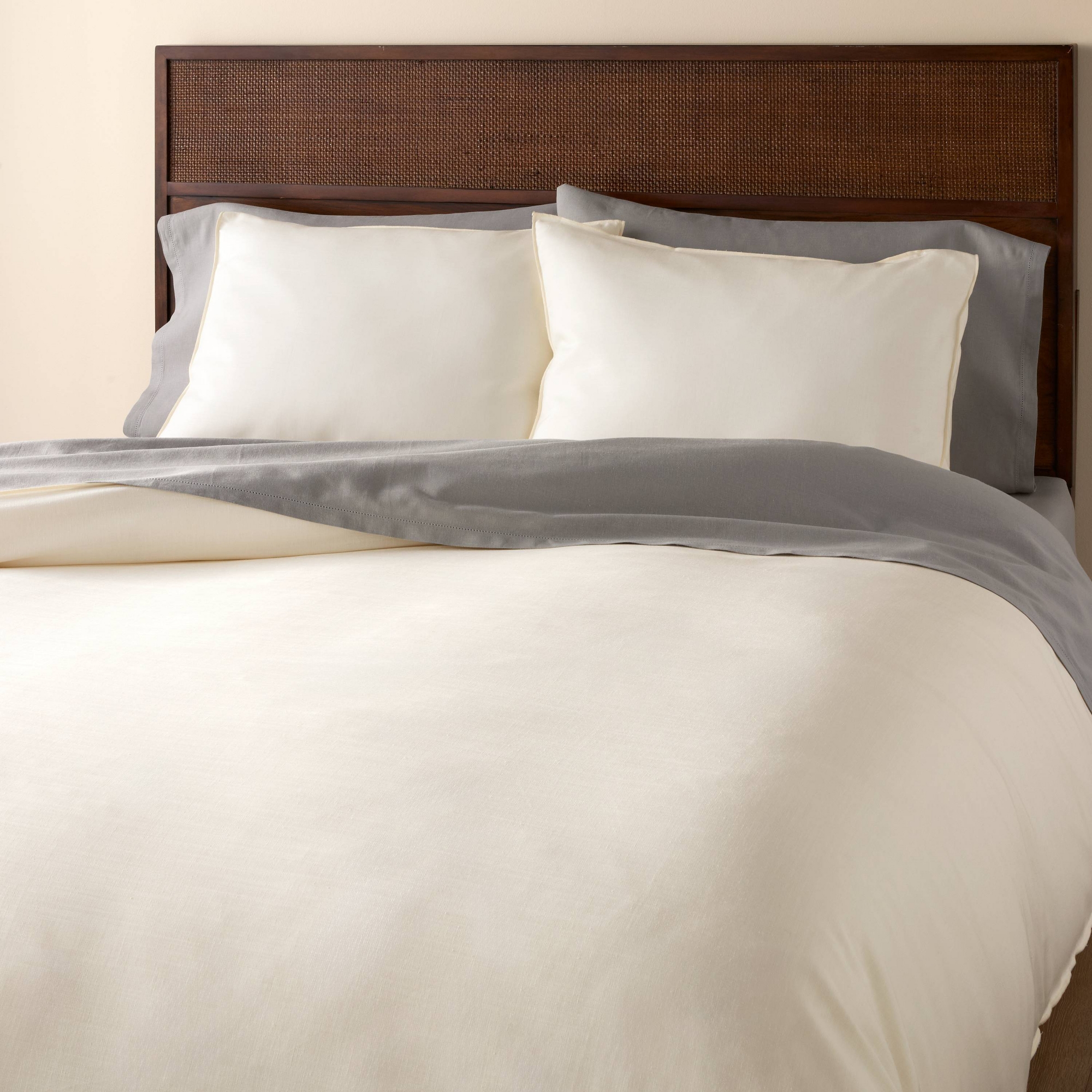 3pc King Solid Duvet Cover Set Sour Cream - Hearth & Hand™ with Magnolia