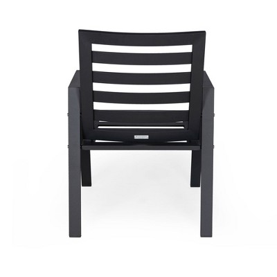 Chelsea Black Aluminum Patio Dining Armchair Set with Cushions