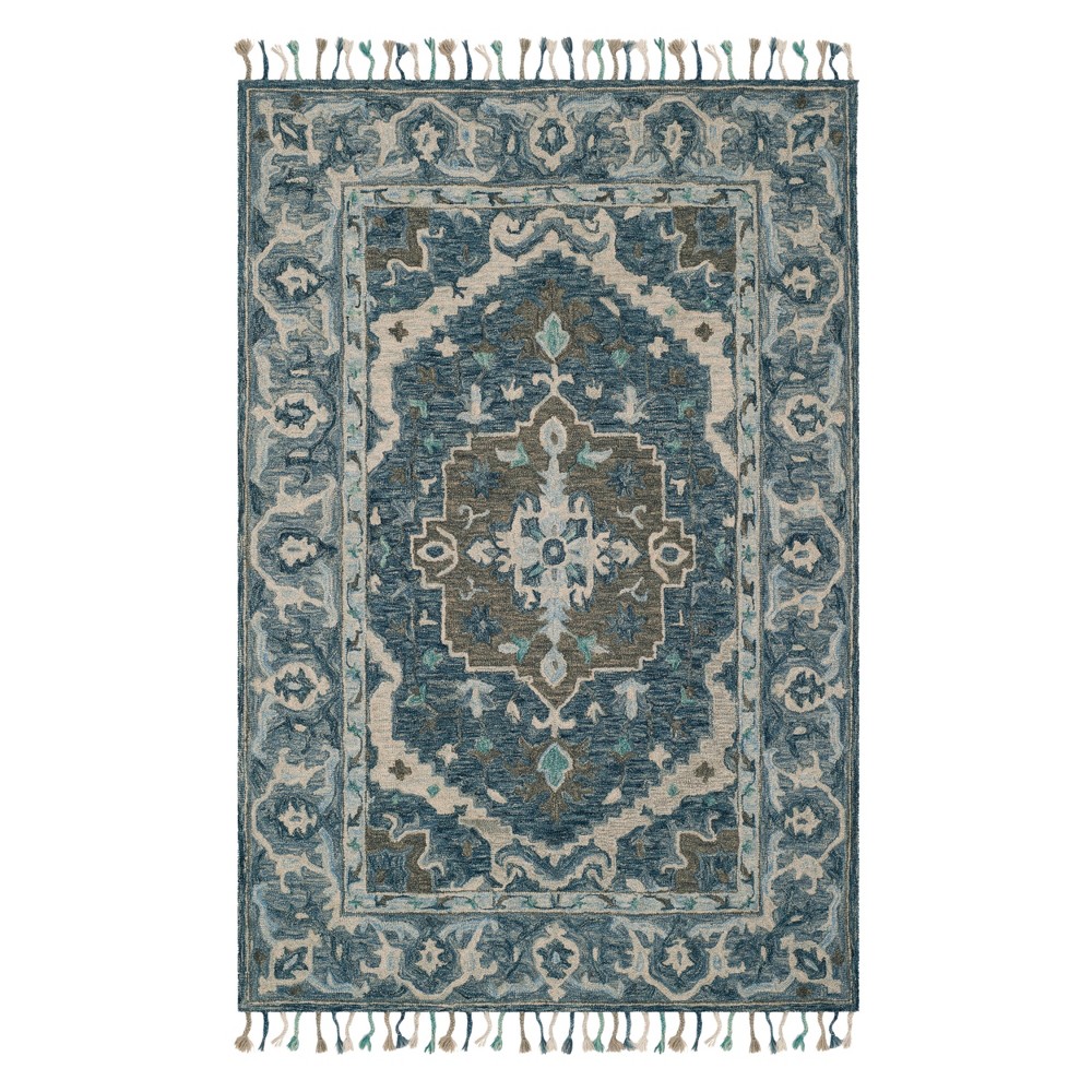 4'x6' Medallion Tufted Area Rug Dark Blue/Gray - Safavieh