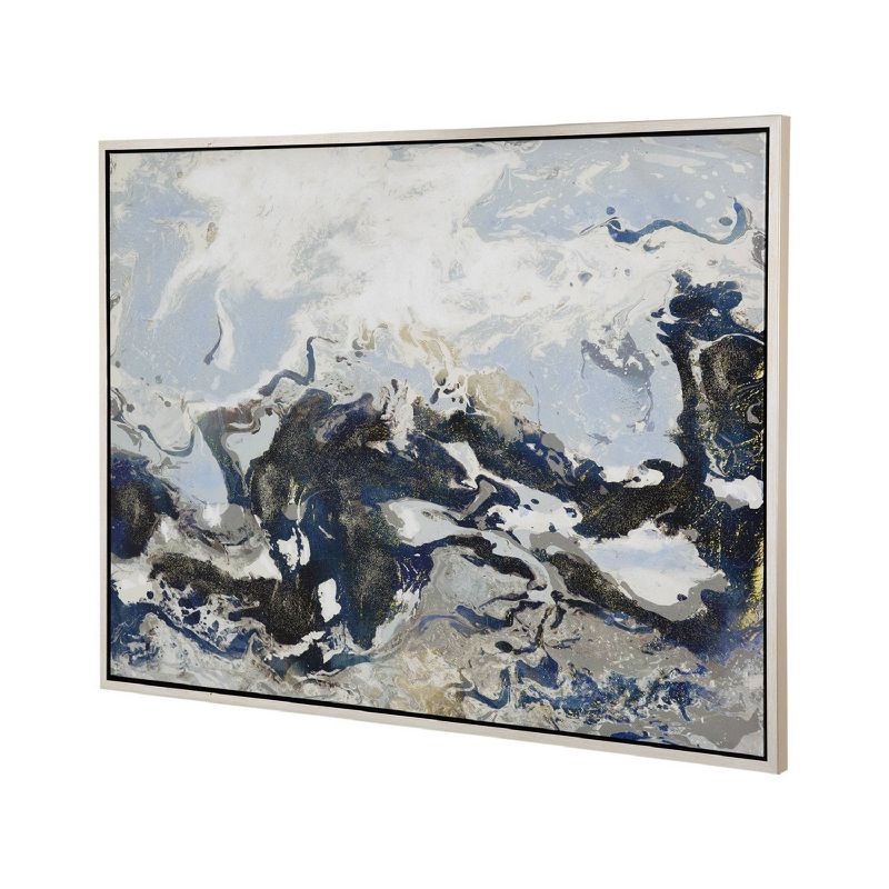 47&#34;x35.5&#34; Cerulean Seas Hand Painted Framed Wall Art Blue/White/Silver - A&#38;B Home, 4 of 10