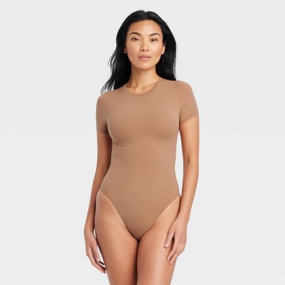 Women's 4-way Stretch Short Sleeve Bodysuit - Auden™ Brown M : Target