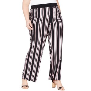I.N.C International Concepts Womens Striped Casual Wide Leg Pants, Black, 3X - 1 of 1