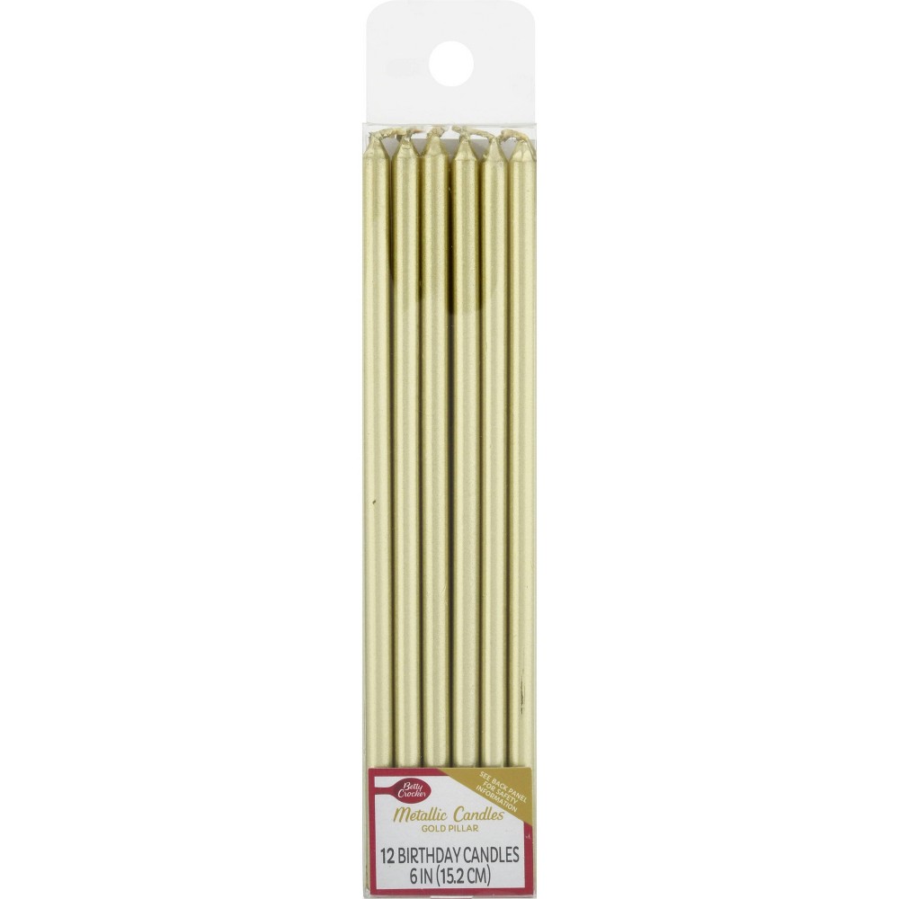 Betty Crocker Premium Birthday Candles Metallic Tall Pillars 12ct