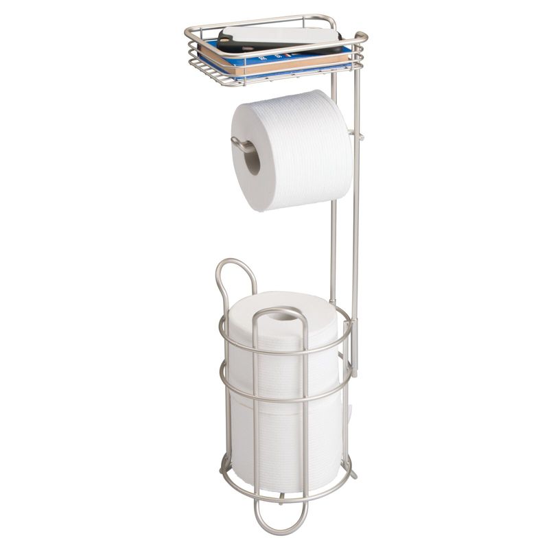 mDesign Steel Free Standing Toilet Paper Holder Stand and Dispenser, 1 of 4