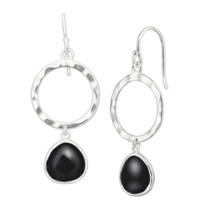 Silpada 'Dark Halo' Natural Black Agate Drop Earrings in Sterling Silver - 1 of 4