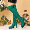Allegra K Women's Platform Heels Chunky Heel Over Knee High Boots - 2 of 4