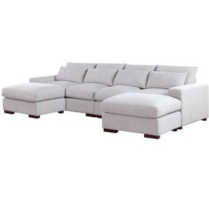 TiramisuBest Dark Gray Linen Blend Sectional Sofa with 2 Ottomans, Modular 3-Piece Sofa Set for Living Room, Lounge, or Family Room - 1 of 4