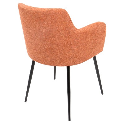 Scandinavian Orange Faux Leather Upholstered Arm Chairs with Metal Legs