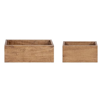 Domio Rustic Brown Wood Wall Pocket Organizer Set