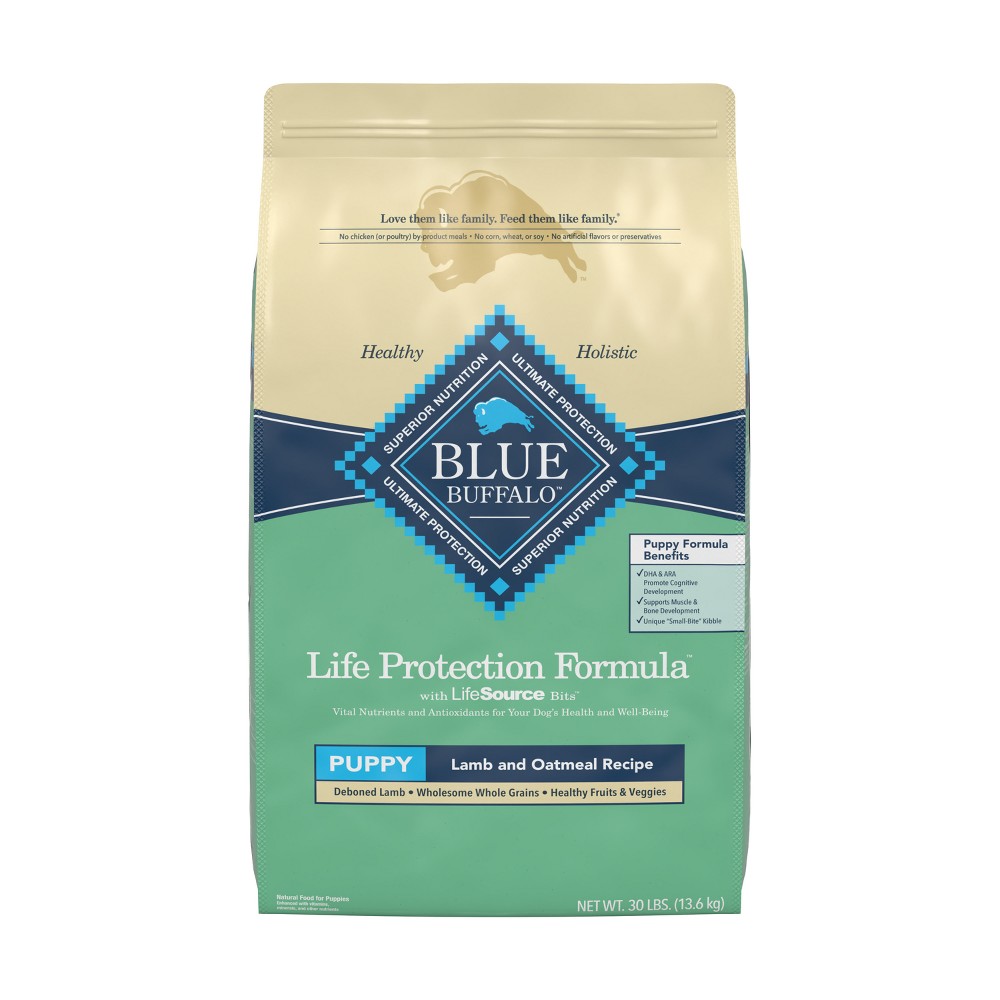 Photos - Dog Food Blue Buffalo Life Protection Lamb & Oatmeal Recipe Puppy Dry  - 30 