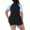 Agnes Orinda Women's Plus Size Tummy Control Colorblock Zip Front Rashguard One-Piece Swimsuit - 4 of 4