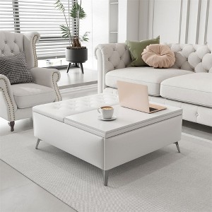 35" Large Square Storage Ottoman Bench, Lift Top Upholstered Coffee Table With Large Storage Capacity, Metal Legs, Oversized Footrest For Room - 1 of 4