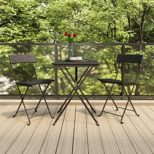 vidaXL 3 Piece Folding Bistro Set Black Poly Rattan - 1 of 4