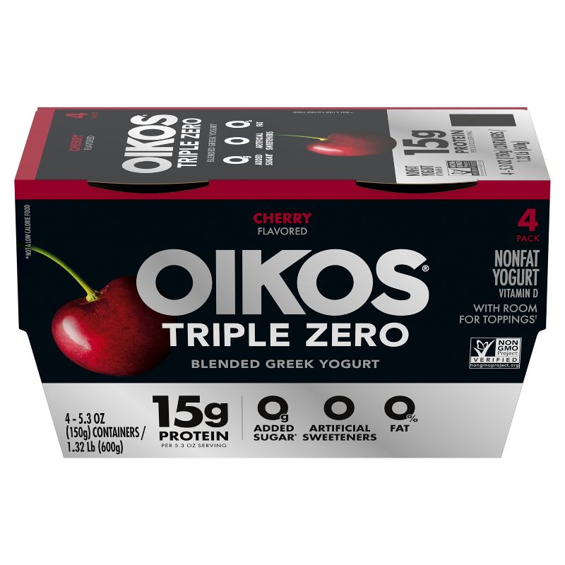 Oikos Triple Zero Cherry Greek Yogurt - 4ct/5.3oz Cups, 3 of 14
