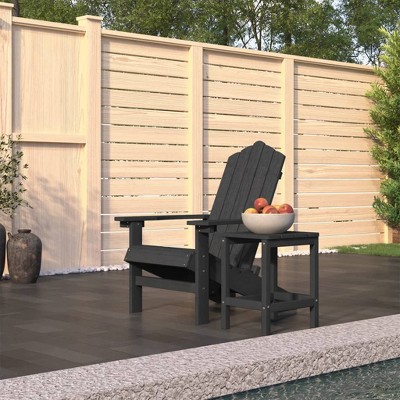 vidaXL Patio Adirondack Chair with Table - Outdoor HDPE Set in Anthracite
