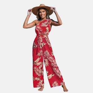 Women's Midnight Tropics One-Shoulder Wide Leg Jumpsuit -Cupshe - 1 of 4