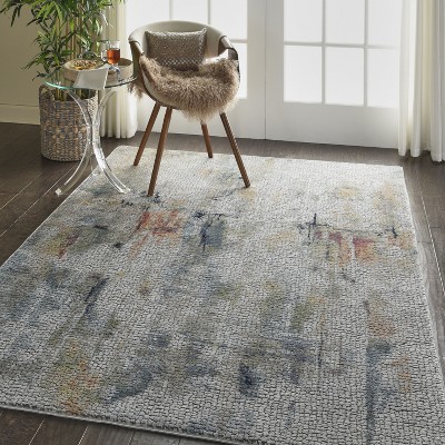 Handmade Multicolor Abstract Round Synthetic Area Rug