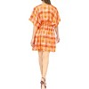 LA LEELA Women's Summer Plus Size Holiday Beachwear Bathing Suit Front Open Duster Vacation Swimwear Coverups Cardigan 2X-3X Orange, Check - 3 of 4