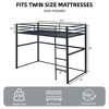 MAYEERTY Twin Size Metal Loft Bed, Loft Bed Frame with Safety Guard Rails & Flat Ladder, for Kids Teens Adults, Black - 4 of 4