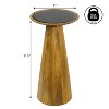 JONATHAN Y Linden 21.5" Farmhouse Industrial Mango Wood Drink Table with Round Black Glass Top & Cone Pedestal Base - 3 of 4