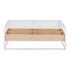 Display Contemporary Coffee Table in White Metal, Natural Wood, and Clear Glass by LumiSource - 4 of 4