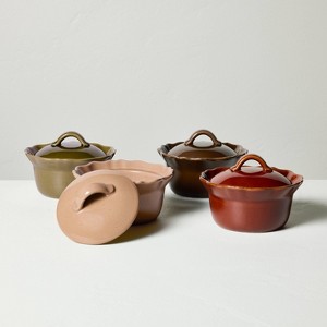 Set of 4 6oz Round Ramekins with Ruffled Edge Brown/Red/Green/Tan - Hearth & Hand™ with Magnolia - 1 of 3