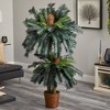Nearly Natural 5-ft and 3-ft Double Sago Palm Artificial Tree with Basket - 3 of 4
