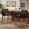 26" Upholstered Counter Stools Set of 2 with Armrests & Solid Wood Frame for Kitchen Island Dining Room-Baofuwish - 2 of 4