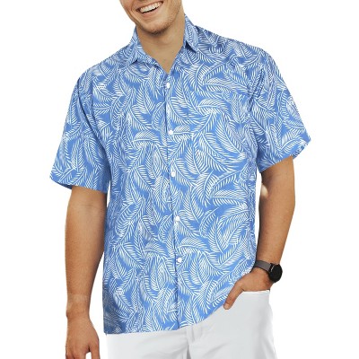 HAPPY BAY Mens Short Sleeve Button Down Summer Vacation Casual Camp Hawaiian Shirt Cotton Linen Effect Beach Shirts for Men