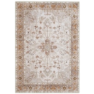 Washable Vintage Printed Rug Non Slip Low Pile Rug Soft Throw Floor Cover Foldable Indoor Carpet for Living Room Bedroom - 1 of 4