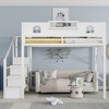 Whisen Metal Full Size Loft Bed with Stairs, High and House Shaped Guardrails & Wardrobe for Kids Teens - 3 of 4