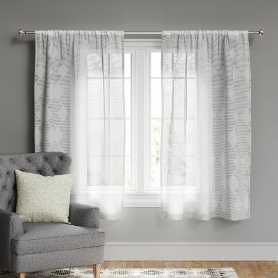 63"x54" Kuba Clipped Sheer Curtain Panel Gray - Threshold™