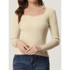 Allegra K Women's Sweetheart Neck Casual Long Sleeve Slim Fit Pullover Sweater - 2 of 4