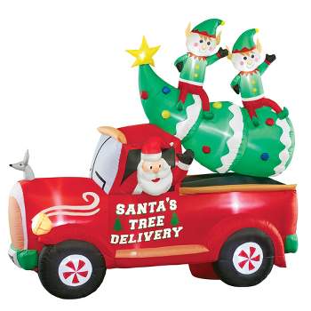Collections Etc Santa's Tree Delivery Outdoor Inflatable Decoration 78 X 30 X 79