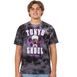 Seven Times Six Tokyo Ghoul Anime T-Shirt Men's Chibi Ken Kaneki Rinkaku Kagune Tie Dye Tee Multicolored - 1 of 4