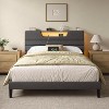 Furnulem Queen Size Bed Frames with Upholstered Headboard Bed with Charging Station and Led Lights Bed Frame with Sturdy Wooden Slats/2-Tier Storage - 2 of 4