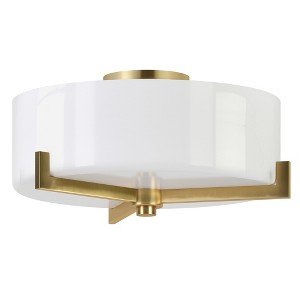 Hudson and Canal 17" Wide 2-Light Semi Flush Mount with Glass Shade - 1 of 4