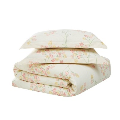 Ivory Floral Cotton King Comforter Set with Shams
