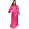 Agnes Orinda Women's Plus Size Lantern Long Sleeve Flowy Swing Pleated Party Maxi Empire Waist Dresses - 3 of 4