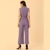 Allegra K Women's Button Down Collared Wide Leg Tie-Waist Sleeveless Cargo Jumpsuits - 4 of 4