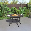 CLIHOME Outdoor 48" Cast Aluminum Medium Round Woven Dining Table With Umbrella Hole - 2 of 4