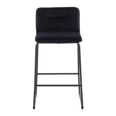 Sleek Black Metal Counter Stool with Velvet Cushion