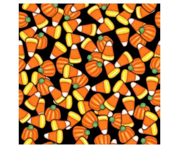 Halloween Candy Corn, Black, 100% Cotton, 43/44" Width, Fabric by the Yard