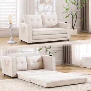 3-in-1 Convertible Futon Sofa Bed, Brown Space-Saving Daybed - 1 of 4