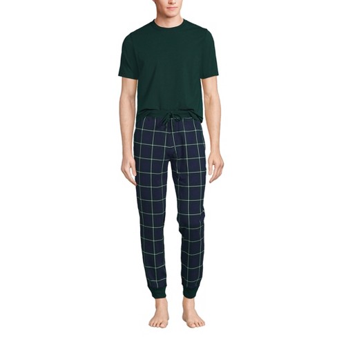 Lands' End Men's Knit Jersey Pajama Sleep Set - Large - Deep Sea Navy  Blackwatch Plaid : Target