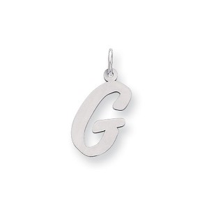 Black Bow Jewelry 14k White Gold, Madison Collection, Medium Script Initial Pendant A-W - 1 of 4