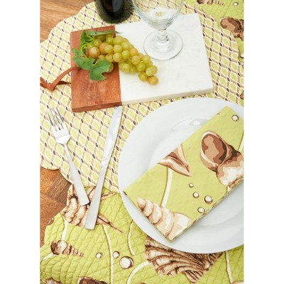 Calypso Green and White Cotton Reversible Napkin Set of 6