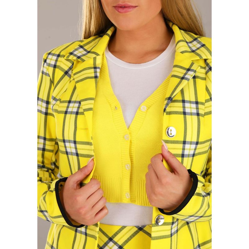 HalloweenCostumes.com Clueless Adult Cher Outfit Womens, Yellow Plaid Skirt Suit Halloween Costume., 4 of 6