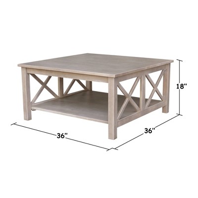 Elegant Transitional 36" Square Wood Coffee Table in Washed Gray