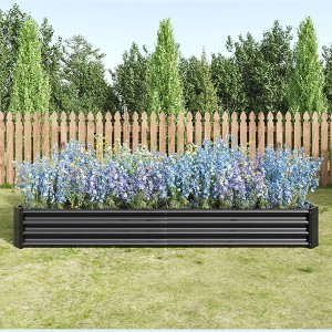 Raised Garden Bed Kit - Metal Raised Bed Garden 7.6x3.7x0.98ft for Flower Planters, Vegetables Herb Silver - 1 of 4